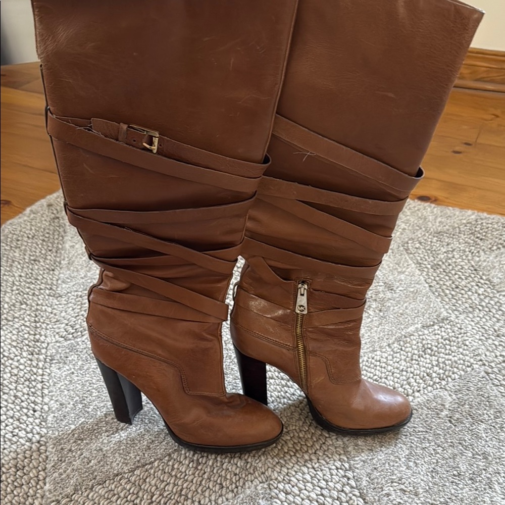 Michael Kors Brown Leather Knee-High Boots